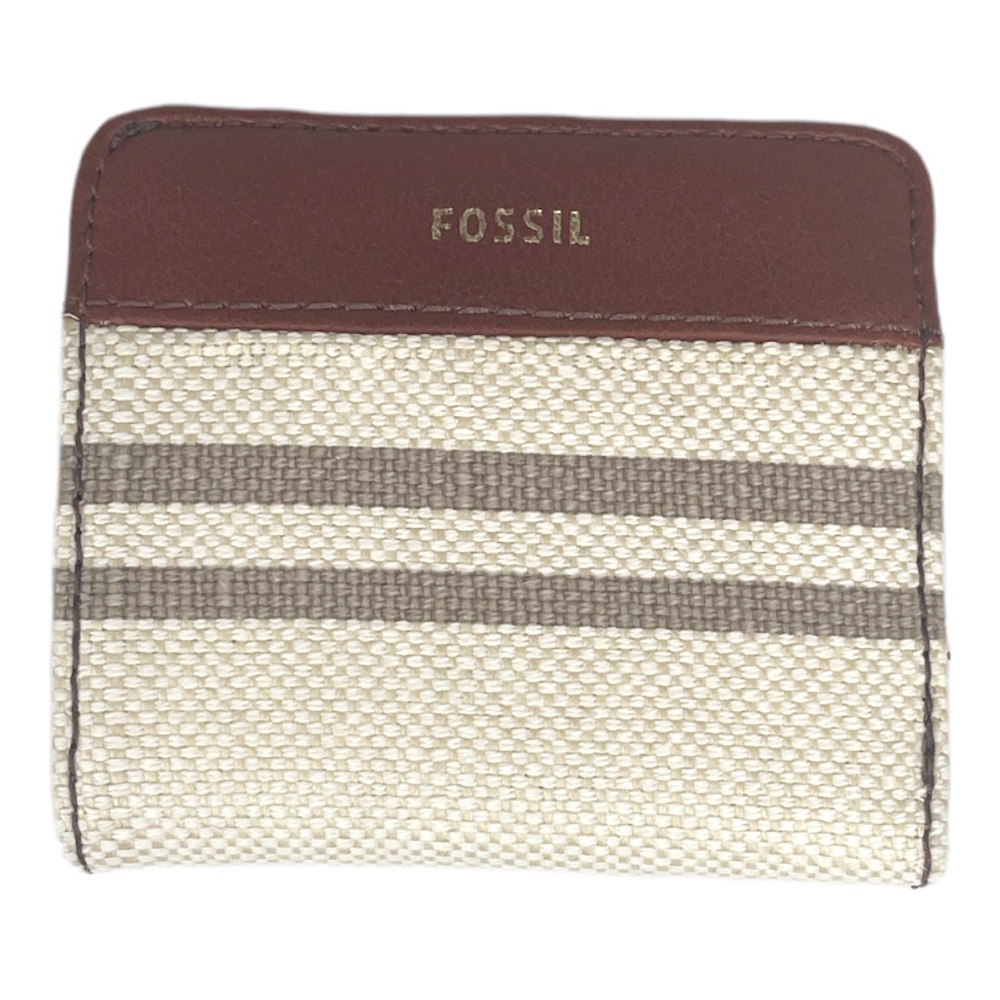 Fossil Neutral Stripes Madison Bifold Cream Brown